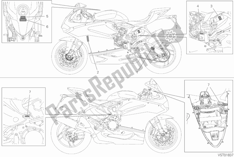 Toutes les pièces pour le Posizionamento Targhette du Ducati Superbike 959 Panigale Corse 2019
